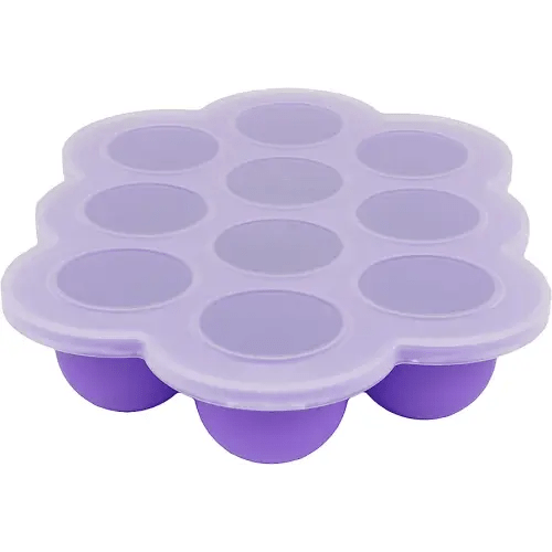 WeeSprout Silicone Freezer Tray with Clip on Lid Perfect Food Storage Container for Homemade Baby Food, Vegetable, Fruit Purees, and Breast Milk (Bright Purple, Ten 1.5 Ounce Sections)