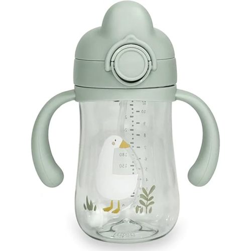 Little Rawr Baby's First Sippy Cup with Weighted Silicone Straw, Leak Proof, Spill Proof, Easy Grip Straw Cup for for Babies 6m+ to Toddlers, BPA Free, Dishwasher Safe, 11oz/320ml (Green Goose)