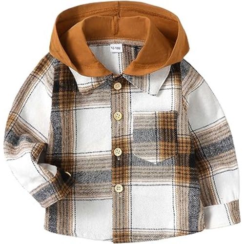 Baby Toddler Boys Long Sleeve Shirt Flannel Buffalo Plaid Shirts Button Down Jacket Top Outfit Fall Winter Clothes