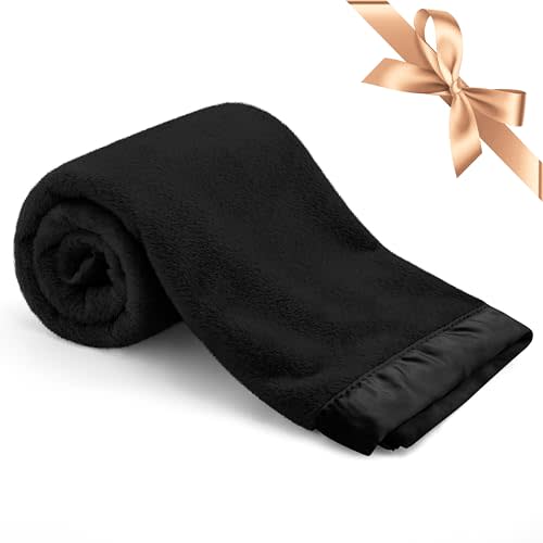 Pro Goleem Fleece Baby Blanket with 2 Inch Satin Trim Soft Anti-Static Plush Blanket for Boys and Girls Christmas Baby Gifts for Babies Black 30''x40''