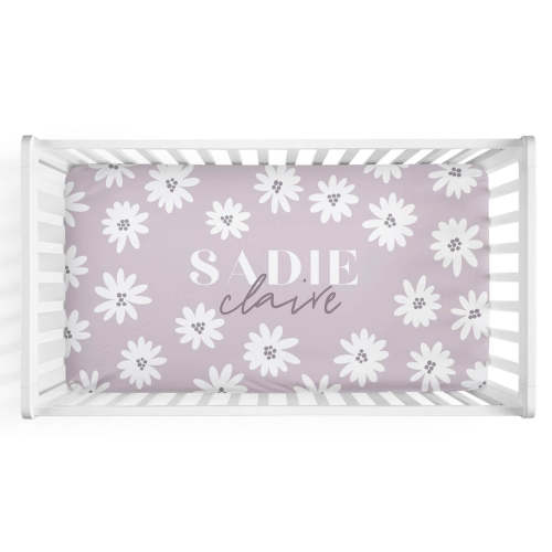 Purple Daisy Personalized Crib Sheet