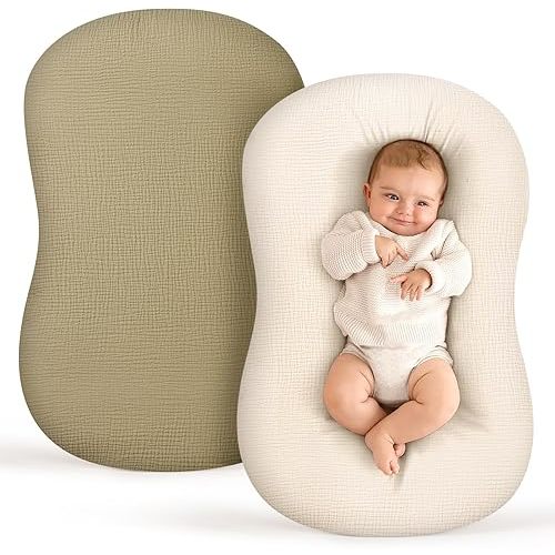 Termichy Baby Lounger Covers for Newborns: Muslin Lounger Pillow Covers Fit for Snuggle Me for Cozy Naps at Home or On The Go – Must Have Baby Nest Lounger Sheets for Toddler Girl Boy 0-12 Months