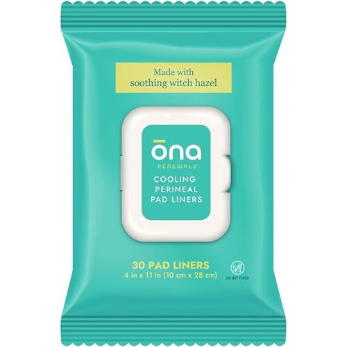 Ona Perineal Pad Liners 30 Count – Extra-Large Witch Hazel Cooling Pad Liners for Postpartum & Perineal Relief, Hospital Bag Essential, No Peppermint or Chemicals, FSA/HSA Eligible