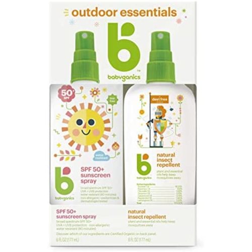 Babyganics Baby Sunscreen Spray 50 SPF and Bug Spray, 6oz each, Packaging May Vary