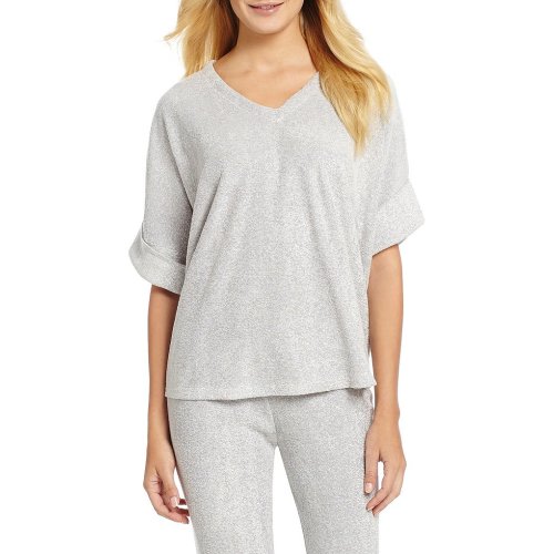 N by Natori Terry Short Sleeve V-Neck Coordinating Lounge Top