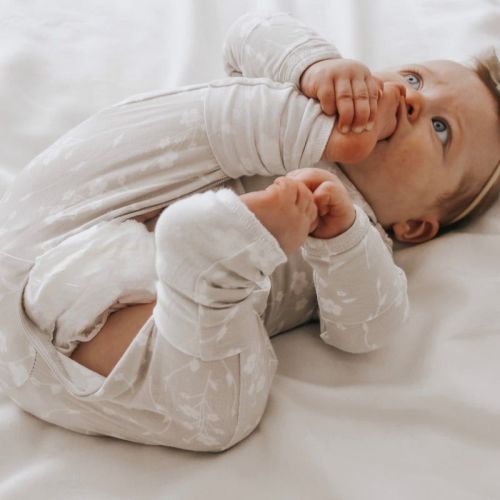 günamüna® Baby Girl Bamboo Rayon Sleeper Pajama with DIAPER-ZiP - Magnolia - 0-3M