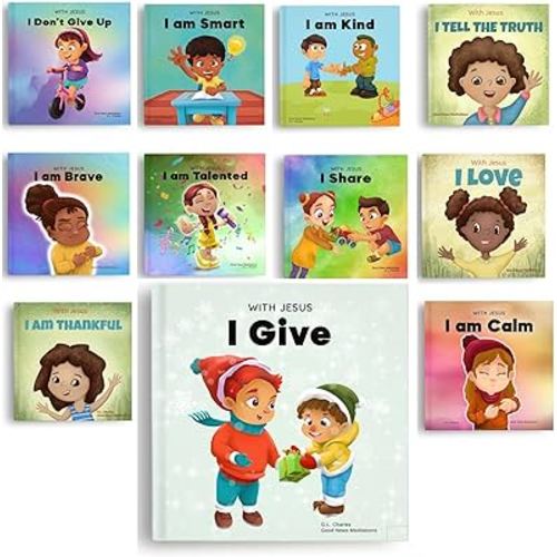 With Jesus Original Kids Bible Books Series – 11 Children Bible Books Bundle (Books 1–11) – Christian Books For Kids Set Featuring Practical Bible ... ... G.L. Charles and Good News Meditations Kids