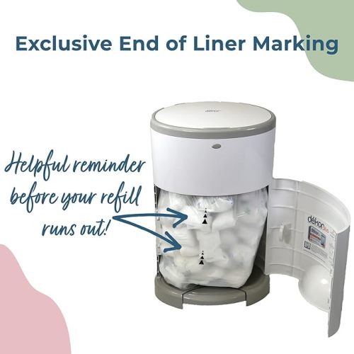 DEKOR Plus Diaper Pail Refills | 4 Count | Most Economical Refill System | Quick & Easy to Replace | No Preset Bag Size – Use Only What You Need | Exclusive End-of-Liner Marking | Baby Powder Scent