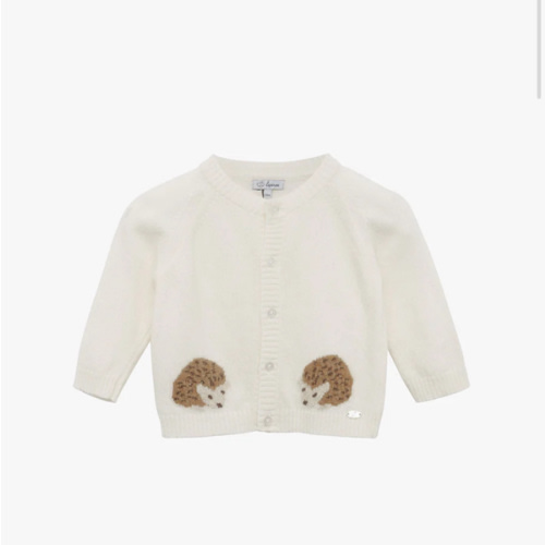 Prickles Hedgehog Cardigan in Off-White | Trotters London – Trotters Childrenswear USA