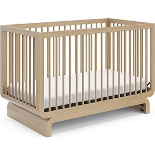 Storkcraft Santorini Deluxe 5-in-1 Convertible Crib with Bonus Toddler Guardrail (Driftwood) – GREENGUARD Gold Certified, Toddler Guardrail Included in Box, Fits Standard Crib Mattress