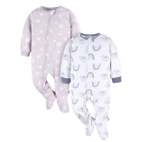 Gerber Baby and Toddler Neutral Microfleece Blanket Sleeper Pajamas, 2-Pack, Sizes 0/3 Months -5T