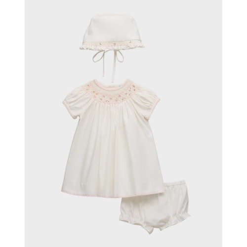 Girl's Floral Smocked Bishop Dress W/ Bonnet & Bloomers, Size Newborn-9M