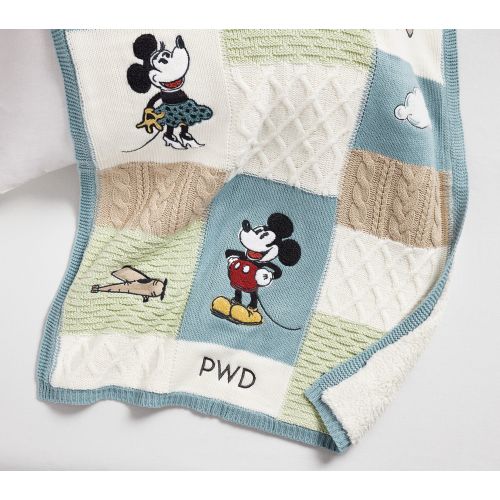 Mickey Sherpa-Backed Patchwork Knit Baby Blanket
