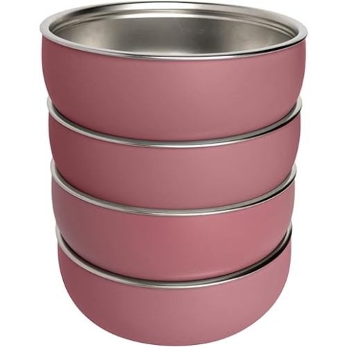 Monkey Proof™ Non-Toxic Stainless Steel Child Bowl 5” with Non-Slip Silicone Shell, (Set of 4 bowls) Unbreakable, Mess Free Feeding for Babies, Toddlers, Kids, BPA free (Mauve)