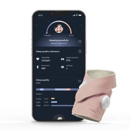 Owlet Dream Sock - FDA-Cleared Smart Baby Monitor with Live Health Readings and Notifications, Color: Dusty Rose