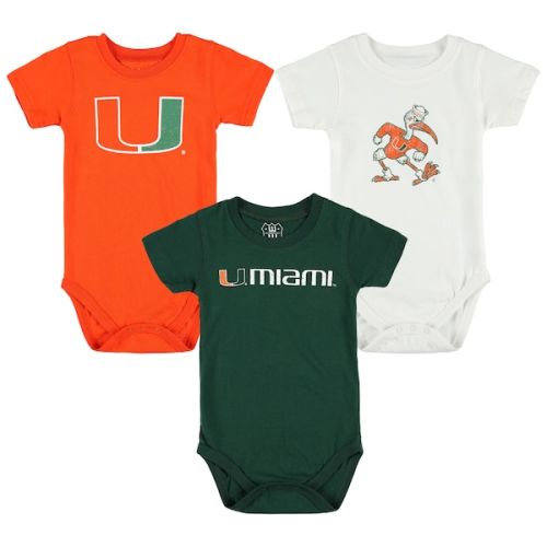 Miami Hurricanes Wes & Willy Infant Three-Pack Bodysuit Set