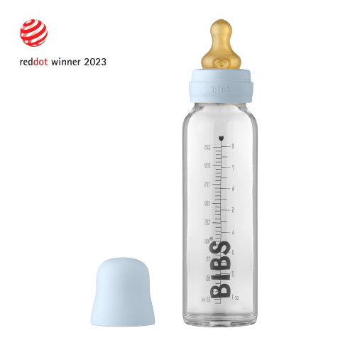 Baby Glass Bottle Complete Set 225ml - Baby Blue
