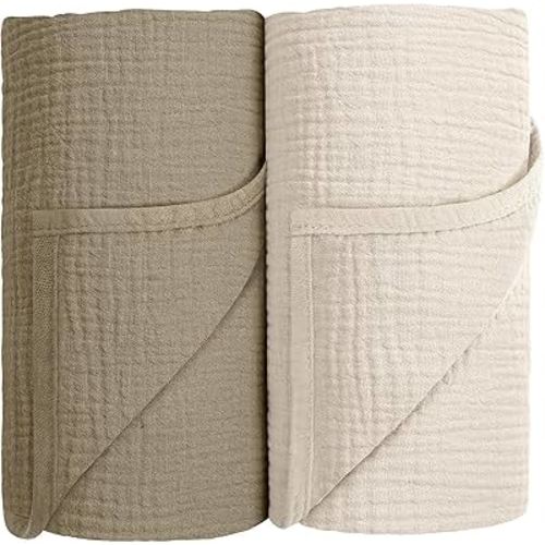 Susurration Muslin Swaddle Blanket Baby,100% Cotton Baby Receiving Blanket Soft Thin Baby Swaddle Blanket for Unisex Newborn 40x40in 2Pack (Olive Green)