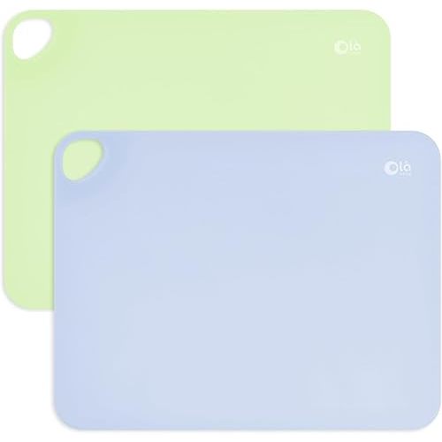 Olababy Fold N Go Silicone Placemat w Travel Case | Dishwasher Safe, BPA Free, Non-Slip, Waterproof | Mini Dining Mat for Infants, Babies, Toddlers and Kids (2, Kiwi/Blueberry)