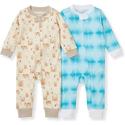 Burt's Bees Baby baby-boys Sleep and Play Pjs, 100% Organic Cotton One-piece Zip Front Romper Jumpsuit Pajamas