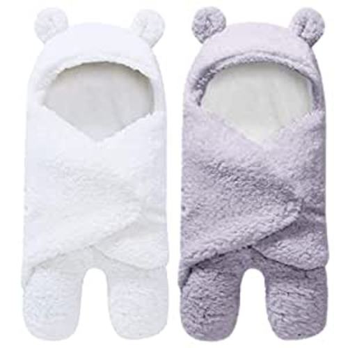 Amazon.com: 2 Pack Ultra Warm Sherpa Plush Baby Sleeping Swaddle Wrap - Newborn Essentials Must Haves for 0-6 Months - Baby Shower Registry Search Gifts for Boys Girls - Baby Stuff Accessories (Grey and White) : Baby