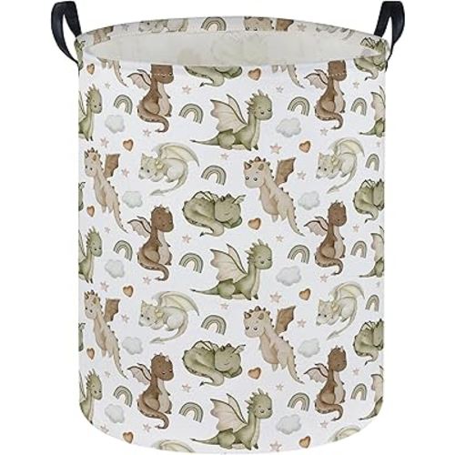 Kids Laundry Basket Dinosaur Hamper for Nursery Hamper Cute Kids Storage Bin Organizer Room Decor for Home(Watercolor dinosaur)