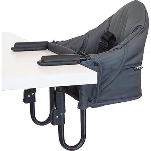 guzzie+Guss Perch Clip-On Table Chair – Easy Setup for Travel (Restaurants, Picnics), at Home (Kitchen Islands, Dining Tables) - Secure & Portable Seating, Machine Washable Fabric - Charcoal