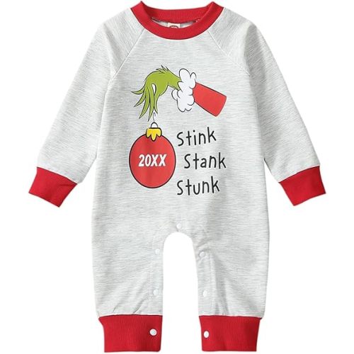 Newborn Baby Girl Boy Christmas Outfit Long Sleeve Romper Jumpsuit Bodysuit Santa Infant Fall Winter Clothes