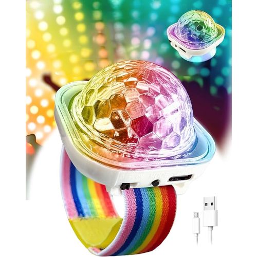 JICASTO Magic LED Disco Ball Light, Chargeable Portable Car Disco Ball Light Worn on The Wrist, Mini Sound Activated DJ Lights for Dance Parties, Bars & Karaoke