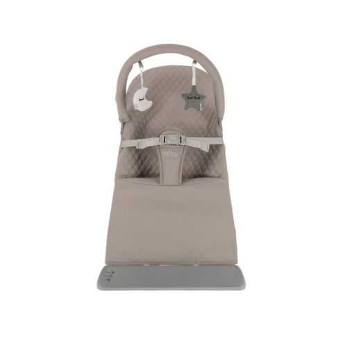 Nuby Baby Bouncer with Toy Bar, Vibrates and Plays Music - Beige