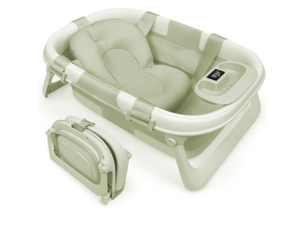 Amazon.com: Jool Baby Foldable Baby Bathtub – Portable for Travel – Thermometer (Sage) | Grows With Baby Through Every Stage - Folds Flat for Compact Storage – Perfect for Apartments & Families On the Go
