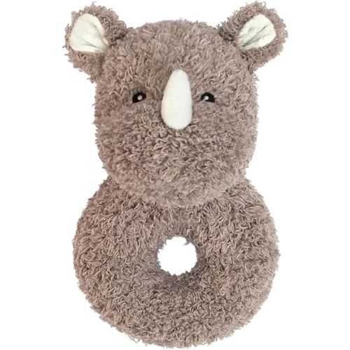 Baby Rhino Soft Rattle Toy, Plush Rhino Infant Shaker Rattle Easy-Grasp Stuffed Animal Toy, Gifts for Newborns Babies Toddlers Boys Girls, Brown, 6 Inches