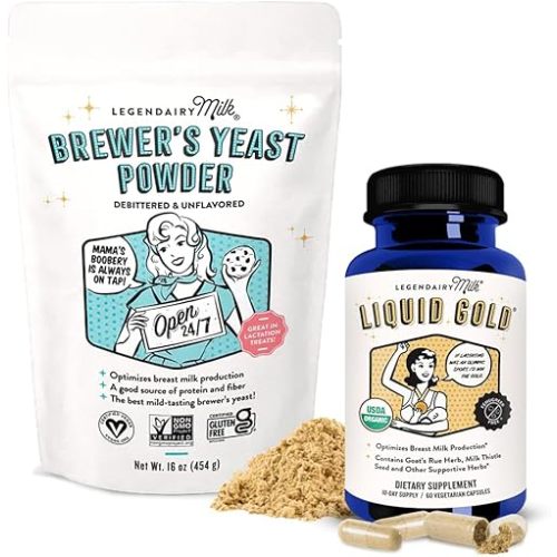 Legendairy Milk Liquid Gold + Brewer's Yeast, Breastfeeding Supplements for Milk Supply Increase - Lactation Support for Breast Milk Production - Fenugreek-Free, Non-GMO,
