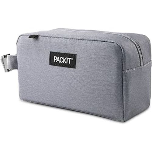 PackIt® Freezable Snack Box, Gray Fog, Built with EcoFreeze® Technology, Collapsible, Reusable, Zip Closure with Buckle Handle, Designed For Work Snacks, Fresh Snacks On the Go, Adults, and All Ages