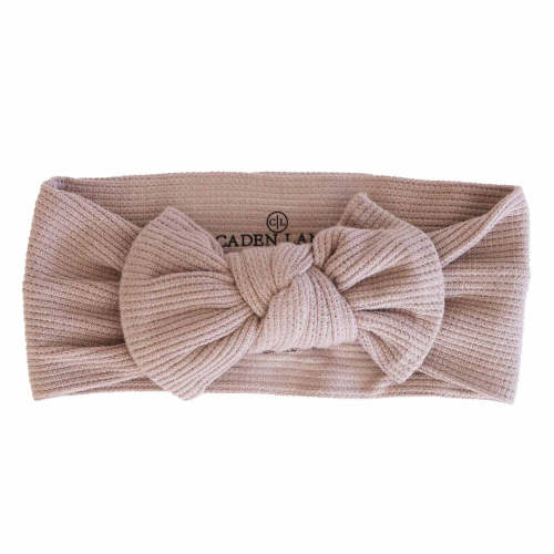 Mocha Bamboo Waffle Knit Large Bow Headwrap