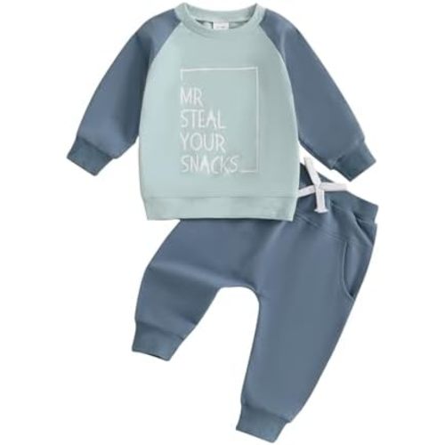 Toddler Baby Boy Clothes Letter Print Long Sleeve Sweatshirt Pullover Tops and Jogger Pants Cute Fall Winter Outfit