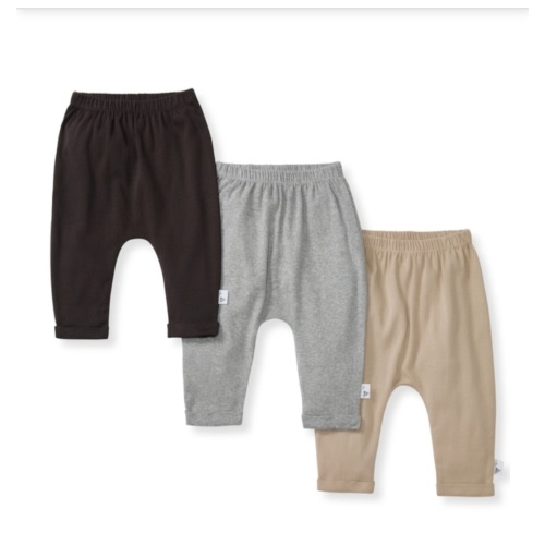 Solid Organic Cotton Baby Pants 3 Pack Ash