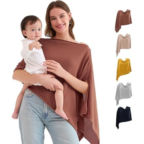 Momcozy Nursing Cover for Breastfeeding, Breathable Soft Privacy Poncho, Multi-Use Nursing Shawl, Portable Breast Feeding Covers for Women, Includes Laundry Bag
