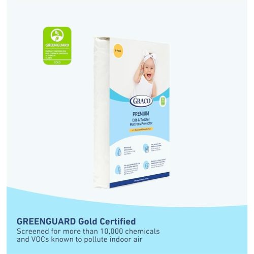 Graco Premium Crib Mattress & Protector Value Bundle (2-Pack) – Includes GREENGUARD Gold Certified Crib & Toddler Mattress, GREENGUARD Gold Certified Waterproof Mattress Protector, Fits Standard Crib