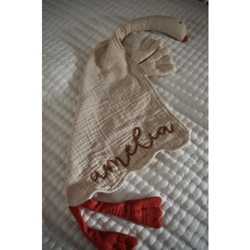 Goose Lovey, Personalized Baby Lovey, Hand Embroidered Security Blanket, Personalized Baby Gift, Baby Lovey, Goose Lovey