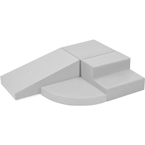 4-Piece Set Gray Baby Foam Climbing Blocks for Toddlers - Baby Climbing Toys for Toddlers Indoor - Kids Soft Play Climbing for Toddlers - Velvet Foam Play Gym Playtime Corner Climber
