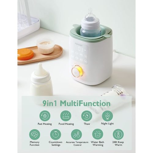 Momcozy Retain Nutrients Bottle Warmer, 9-in-1 Baby Bottle Warmer with Night Light, Accurate Temperature to Preserve Fullest Nutrients in Breast Milk, Bottle Warmers for All Bottles - White