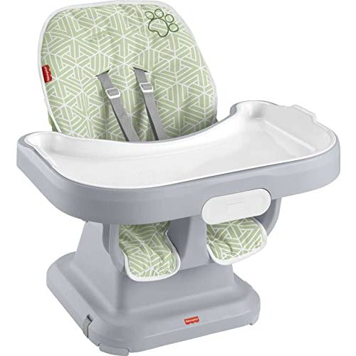 Fisher-Price Baby to Toddler High Chair SpaceSaver Simple Clean Portable Dining Seat & Booster with Washable Deep Tray & Liner, Puppy Perfection
