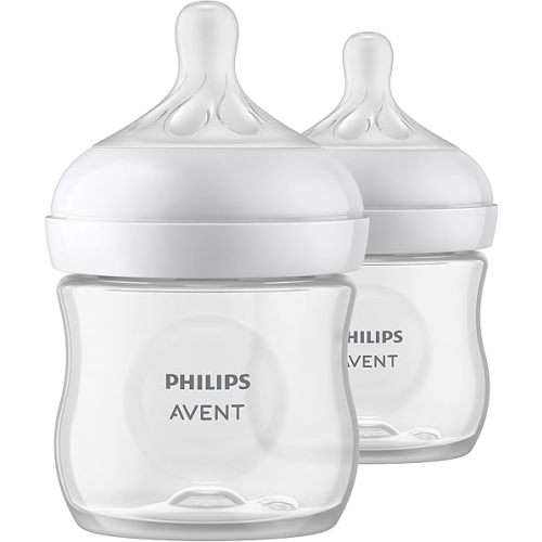 Philips AVENT Natural Baby Bottle with Natural Response Nipple, Clear, 4oz, 2pk, SCY900/02