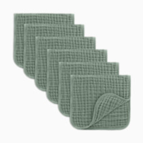 Comfy Cubs 6-Layer Muslin Burp Cloths Set - Fern, 6
