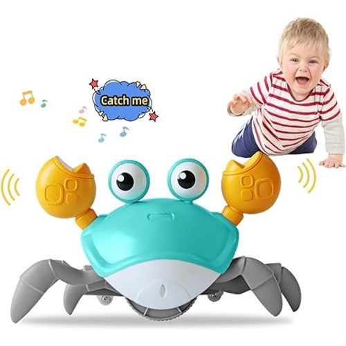 Crawling Crab Baby Toy Fantastic Creatures Toys Infant Sensory Tummy time Toys 3 4 5 6 7 8 9 10 11 12 Babies boy Girl Learning Crawl 3-6 6-12 Walking Toddler Gifts for 36 Months Old (Green)