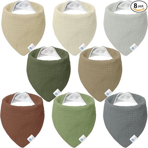 lulumoon Muslin Baby Bibs 100% Cotton Baby Bandana Drool Bibs for Teething and Drooling