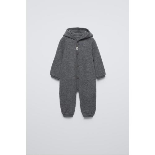 WOOL HOODED BODYSUIT - Dark gray | ZARA United States