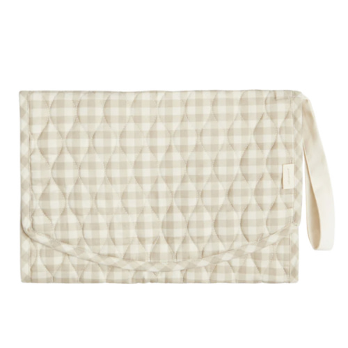 Portable Changing Pad in Beige Gingham | Over The Moon