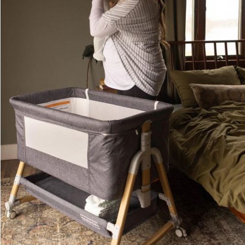 HARPPA Cuddly 3-in-1 Baby Bassinet Bedside Sleeper for Reflux | Attaches to Bed, Adjustable 5 Heights, Non-Toxic & CPSC Certified | Sturdy Aluminum Frame, Portable Wheels, Tool-Free Setup, Gentle Rocking | Perfect for Newborns, Infants, Small Spaces & Saf
